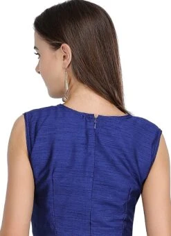 Blue Art Dupion Silk Plain Blouse Festive Wear -ZariGrace Shop blue art dupion silk plain blouse bldiw23 b