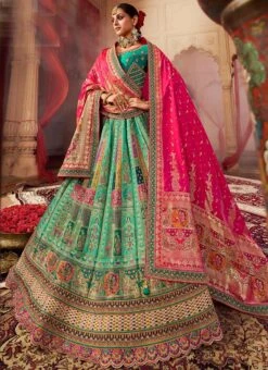 Blue Art Silk Banarasi Stone Work Umbrella Lehenga Wedding Wear -ZariGrace Shop blue art silk banarasi stone work umbrella lehenga ghmkns10251 u