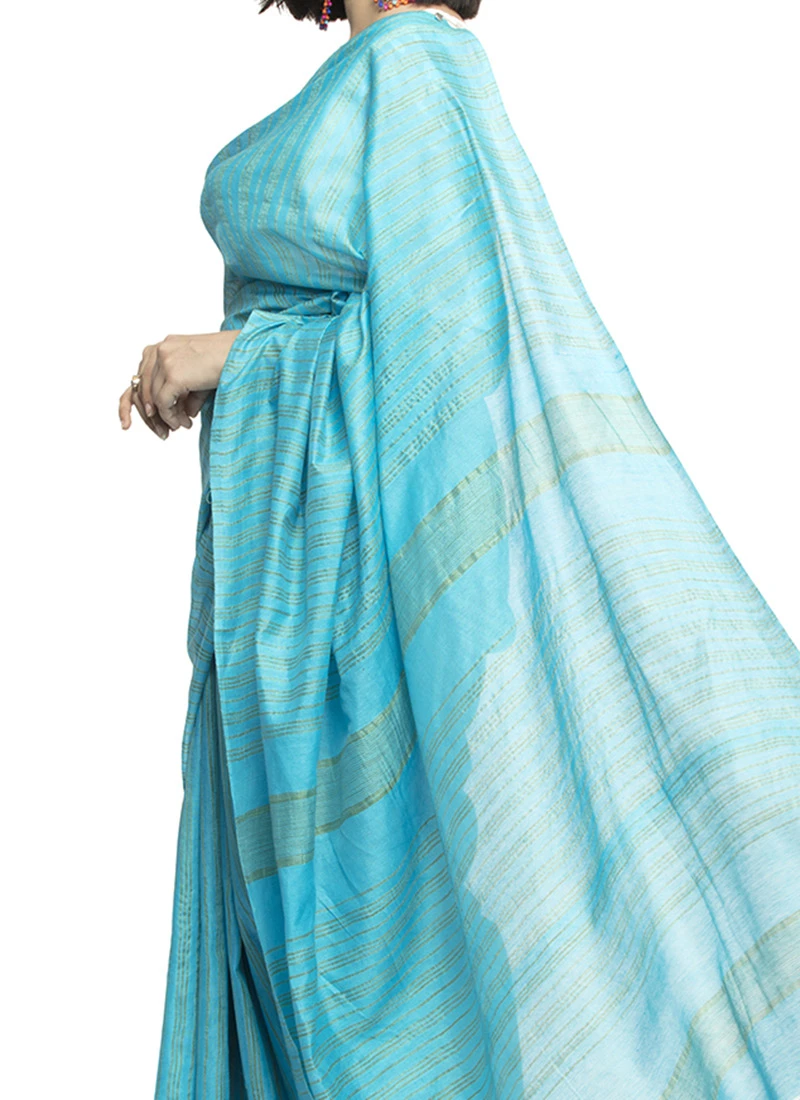 Blue Art Silk Cotton Sari After Six Wear 3 Blue Art Silk Cotton Sari After Six Wear