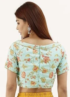 Blue Art Silk Embroidered Blouse Festive Wear -ZariGrace Shop blue art silk embroidered blouse BLBS02305186 b