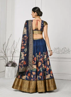 Blue Art Silk Kalamkari Print Umbrella Lehenga Festive Wear 9 Blue Art Silk Kalamkari Print Umbrella Lehenga Festive Wear -ZariGrace Shop blue art silk kalamkari print umbrella lehenga ghsjssb1635 b