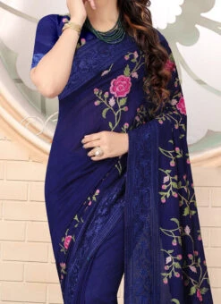 Blue Art Silk Saree After Six Wear