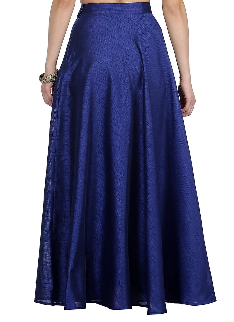 Blue Art Silk Skirt Work Wear 6 Blue Art Silk Skirt Work Wear - Image 4