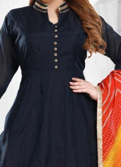 Blue Chanderi Art Silk Anarkali Suit Party Wear