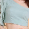 Blue Chinon One Shouldered Blouse Festive Wear