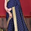 Blue Color Litchi Silk Weaving Work Saree Party Wear -ZariGrace Shop blue color litchi silk weaving work saree sasprt7783 l
