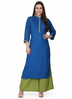 Blue Cotton Kurta Palazzo Set Party Wear 8 Blue Cotton Kurta Palazzo Set Party Wear -ZariGrace Shop blue cotton kurta palazzo set krskifh99660001150 u