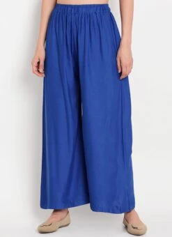 Blue Cotton Palazzo Pant Work Wear -ZariGrace Shop blue cotton palazzo suit wbdmf645 u