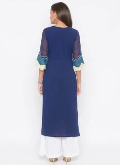 Blue Crepe Palazzo Set Party Wear -ZariGrace Shop blue crepe palazzo set krsmnkc2028 b