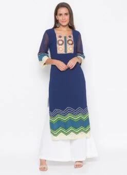 Blue Crepe Palazzo Set Party Wear -ZariGrace Shop blue crepe palazzo set krsmnkc2028 u