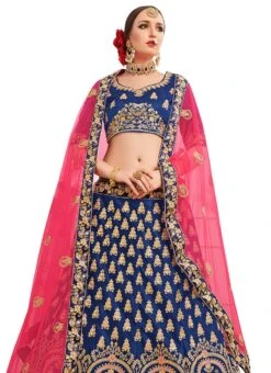 Blue Embroidered A Line Lehenga Wedding Wear -ZariGrace Shop blue embroidered a line lehenga ghsssitnatasha1c b