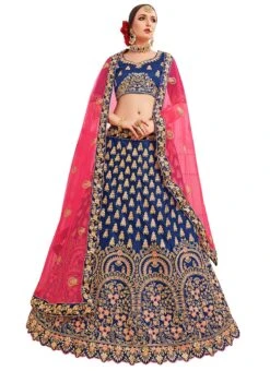 Blue Embroidered A Line Lehenga Wedding Wear -ZariGrace Shop blue embroidered a line lehenga ghsssitnatasha1c u