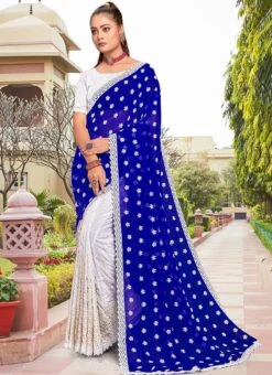 Blue Faux Georgette Embroidered Half And Half Saree Party Wear 8 Blue Faux Georgette Embroidered Half And Half Saree Party Wear -ZariGrace Shop blue faux georgette embroidered half and half saree sasunk2092 u