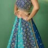 Blue Faux Georgette Gota Umbrella Lehenga Wedding Wear