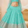 Blue Faux Georgette Mirror Work Umbrella Lehenga Wedding Wear -ZariGrace Shop blue faux georgette mirror work umbrella lehenga ghska4660309 l