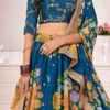 Blue Georgette Printed Lehenga Choli Party Wear