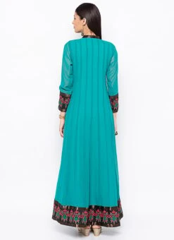 Blue Georgette Embroidered Kurta Churidar Set After Six Wear -ZariGrace Shop blue georgette embroidered kurta churidar set krsmnc2051ks b