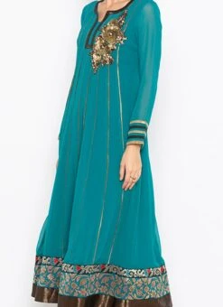 Blue Georgette Embroidered Kurta Palazzo Set Party Wear
