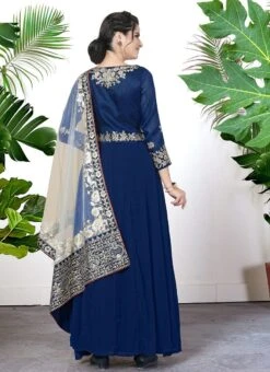 Blue Georgette Embroidery Anarkali Suit Party Wear -ZariGrace Shop blue georgette embroidery anarkali suit slsdi1707b b
