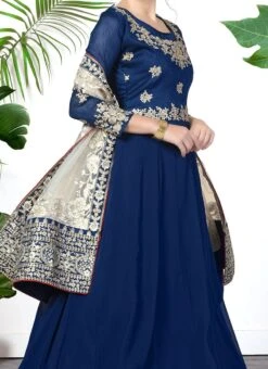 Blue Georgette Embroidery Anarkali Suit Party Wear