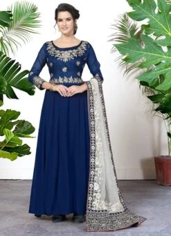 Blue Georgette Embroidery Anarkali Suit Party Wear -ZariGrace Shop blue georgette embroidery anarkali suit slsdi1707b u
