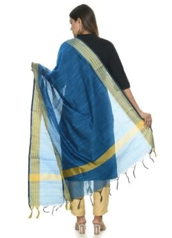 Blue Handloom Cotton Dupatta Festive Wear -ZariGrace Shop blue handloom cotton dupatta dpdmfmfd050 b