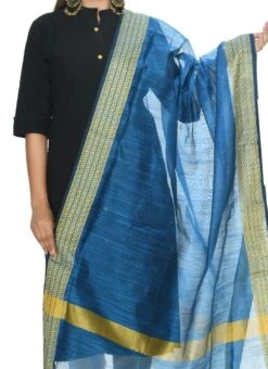 Blue Handloom Cotton Dupatta Festive Wear