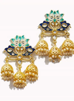 Blue Meenakari Dangler Party Wear