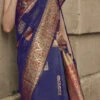 Blue Modal Satin Handloom Saree Festive Wear -ZariGrace Shop blue modal satin handloom saree sasgf343007 l