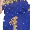 Blue N Beige Georgette Hand Work Half N Half Saree Festive Wear