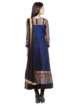 Blue N Black Net Embroidered Anarkali Suit Party Wear -ZariGrace Shop blue n black net embroidered anarkali suit slmnc1685 b