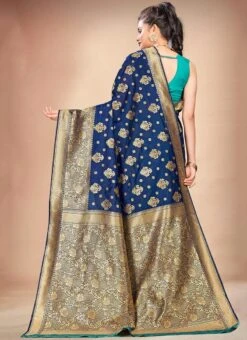 Blue Art Silk Half N Half Saree Festive Wear -ZariGrace Shop blue n pink art silk half n half saree sasli11786003 b