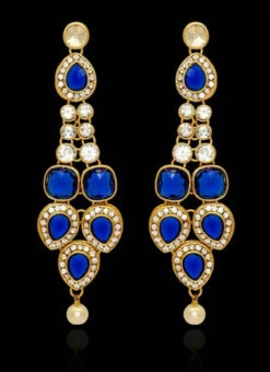 Blue N White Alloy Danglers Festive Wear -ZariGrace Shop blue n white alloy danglers ermvd10791 b