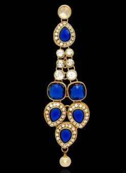 Blue N White Alloy Danglers Festive Wear