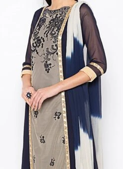 Blue Net Anarkali Suit Party Wear