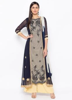 Blue Net Anarkali Suit Party Wear -ZariGrace Shop blue net anarkali suit slmnkc2045 u