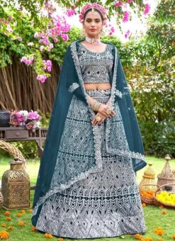 Blue Net Embroidered A Line Lehenga Party Wear 8 Blue Net Embroidered A Line Lehenga Party Wear -ZariGrace Shop blue net embroidered a line lehenga ghska468119004 u