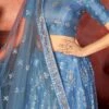 Blue Net Embroidery N Sequins Umbrella Lehenga Party Wear