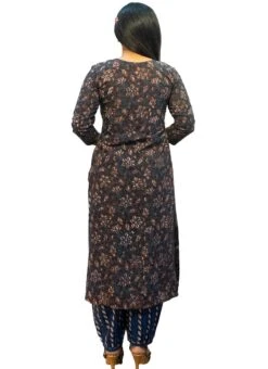 Blue Printed Cotton Kurta Set Festive Wear -ZariGrace Shop blue printed cotton kurta set krsoas1229 b