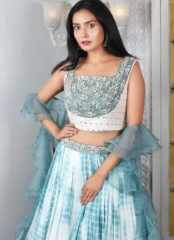 Blue Pure Silk A Line Lehenga Party Wear -ZariGrace Shop blue pure silk a line lehenga ghksg4084 b