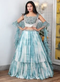 Blue Pure Silk A Line Lehenga Party Wear -ZariGrace Shop blue pure silk a line lehenga ghksg4084 u