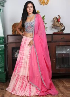 Pink Pure Silk Mirror Work A Line Lehenga Party Wear -ZariGrace Shop blue pure silk mirror work a line lehenga ghksg4064 u