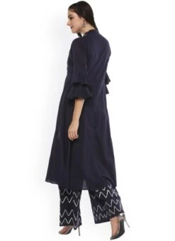 Blue Rayon Kurta Palazzo Set Work Wear -ZariGrace Shop blue rayon kurta palazzo set krsdmf897 b
