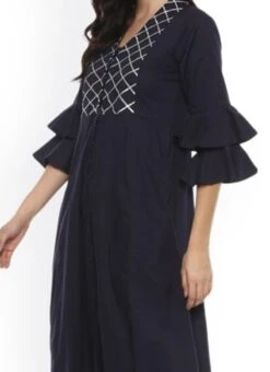 Blue Rayon Kurta Palazzo Set Work Wear