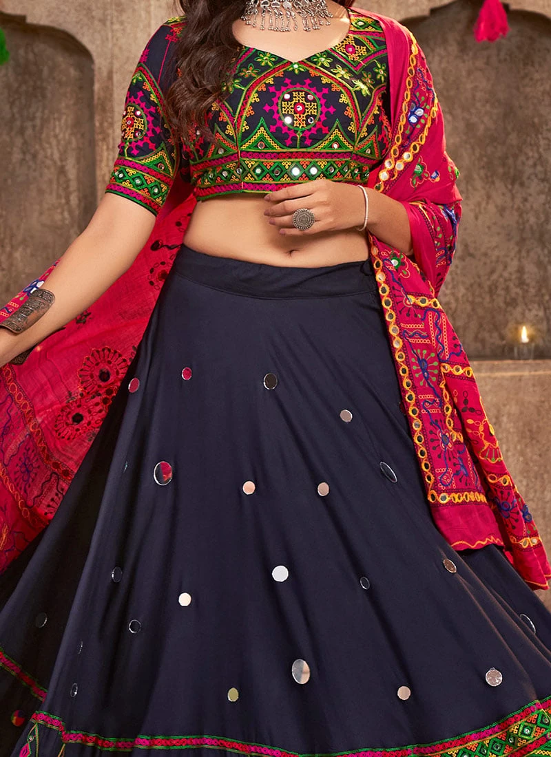 Blue Viscose Rayon Kutch And Mirror Work Chaniya Choli Festive Wear 3 Blue Viscose Rayon Kutch And Mirror Work Chaniya Choli Festive Wear
