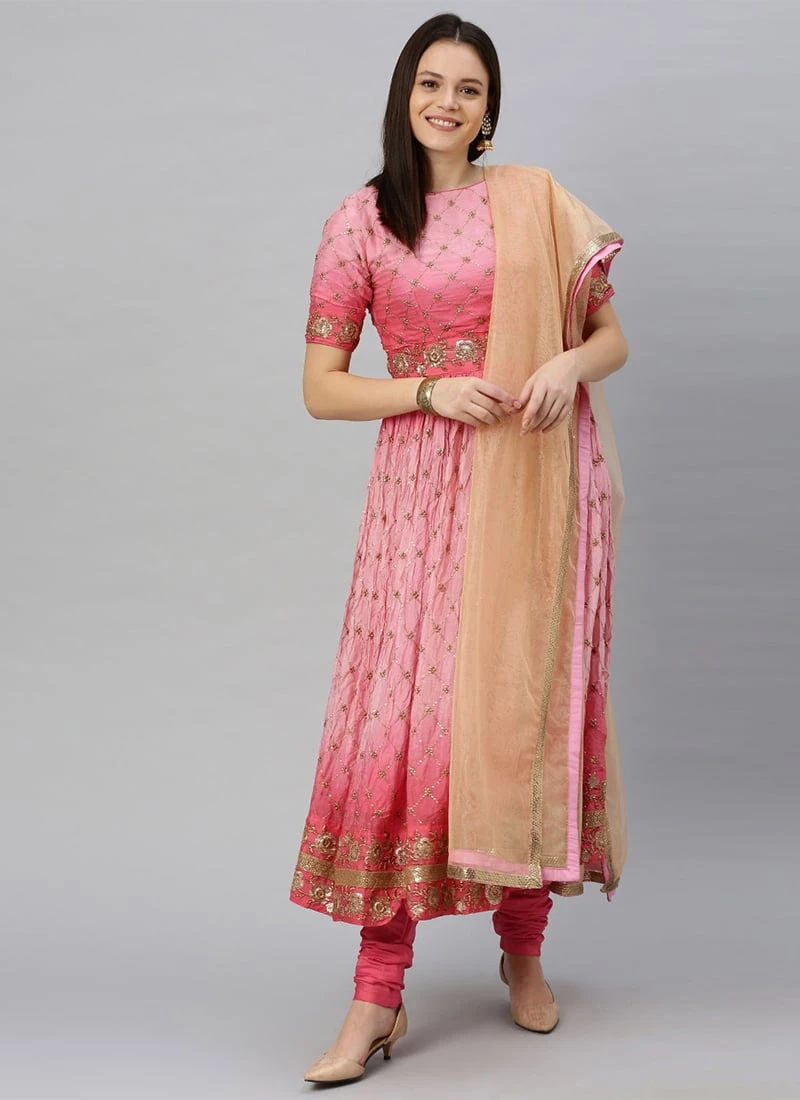 Ethnovog Customised Pink Anarkali Suit Party Wear 5 Ethnovog Customised Pink Anarkali Suit Party Wear - Image 3