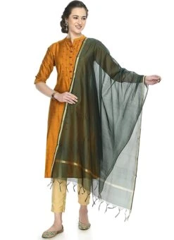 Bottle Green Art Silk Banarasi Dupatta After Six Wear -ZariGrace Shop bottle green art silk banarasi dupatta dpsdmfd204 u