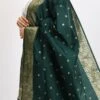 Bottle Green Banarasi Silk Weaving Work Dupatta Work Wear -ZariGrace Shop bottle green banarasi silk weaving work dupatta dpdmimfd182 l