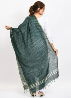 Bottle Green Cotton Slub Weaving Work Dupatta Work Wear -ZariGrace Shop bottle green cotton slub weaving work dupatta dpdmimfd107 b