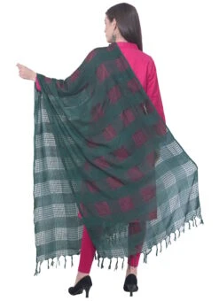 Bottle Green Cotton Weaving Work Dupatta Work Wear -ZariGrace Shop bottle green cotton weaving work dupatta dpdmimfd094 b
